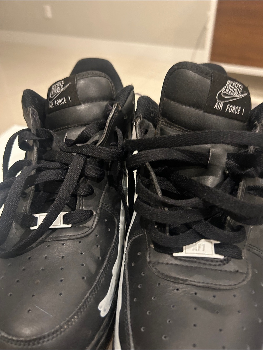Nike Black Low-Top Leather Air Force 1 Sneakers